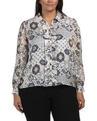 TJ Maxx - Plus Printed Charmeuse Blouse For Polyester - Lyst