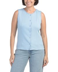 TJ Maxx - Sleeveless Ribbed Front Button Top For Spandex/Rayon - Lyst