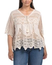 TJ Maxx - Plus Crochet V-Neck Top For Cotton - Lyst