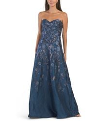 TJ Maxx - Strapless Floral Jacquard Gown For Polyester - Lyst