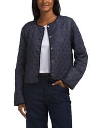 TJ Maxx - Collarless Quilted Denim Jacket, Cotton/Polyester - Lyst