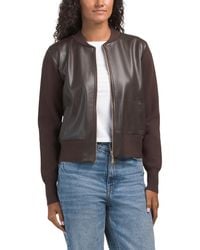 TJ Maxx - Zip Bomber Jacket, Nylon/Polyester/Leather - Lyst