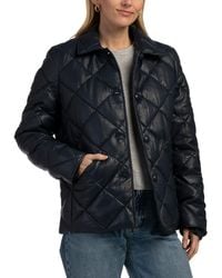 TJ Maxx - Leather Quilted Puffer Jacket, Nylon/Polyester/Leather - Lyst