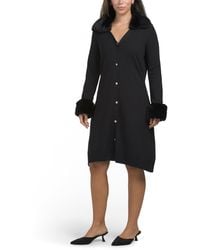 TJ Maxx - Mini Sweater Dress With Faux Fur Trim, Nylon/Polyester/Rayon - Lyst