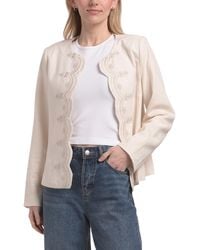 TJ Maxx - Linen Blend Embroidered Scalloped Jacket, Polyester/Linen/Viscose - Lyst