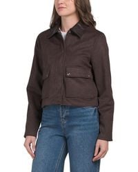 TJ Maxx - Faux Suede Jacket With Faux Leather Collar For Spandex/Polyester - Lyst