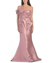 TJ Maxx - One Shoulder Embroidered Floral Applique Gown For Polyester - Lyst