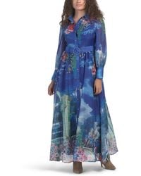 TJ Maxx - Long Sleeve Garden Print Collared Maxi Dress For Spandex/Polyester - Lyst