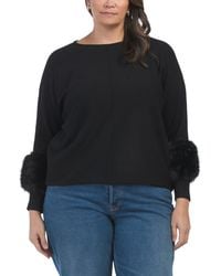 TJ Maxx - Plus Sweater With Faux Fur Sleeve For Nylon/Polyester/Rayon - Lyst