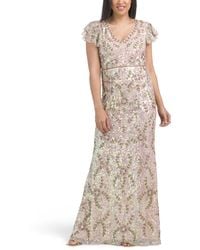 TJ Maxx - Short Sleeve Floral Embellished Gown For Polyester - Lyst