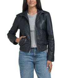 TJ Maxx - Leather Bomber Jacket, Polyester/Leather - Lyst