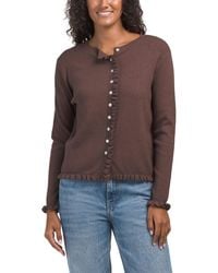 TJ Maxx - Ruffle Button Cardigan, Nylon/Polyester/Rayon - Lyst