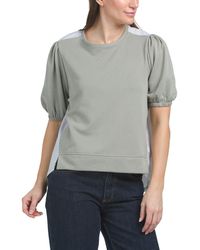 TJ Maxx - Short Sleeve Hi-Lo Knit Poplin Top For Spandex/Cotton/Polyester - Lyst