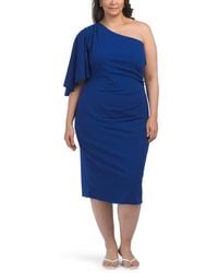 TJ Maxx - Plus One Shoulder Sleeve Crepe Midi Dress For Spandex/Polyester - Lyst