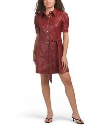 TJ Maxx - Neir Faux Leather Belted Mini Dress For Polyester/Leather - Lyst