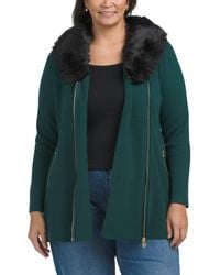 TJ Maxx - Plus Tunic Sweater With Faux Fur Trim, Nylon/Polyester/Viscose - Lyst