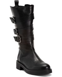 TJ Maxx - Leather High Shaft Moto Boots With Three Buckles For - Lyst