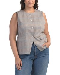 TJ Maxx - Plus Plaid Vest With Pockets For Spandex/Polyester/Viscose - Lyst