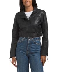 TJ Maxx - Leather Short Biker Jacket For Polyester/Leather - Lyst