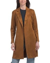 TJ Maxx - Faux Suede Belted Trench Coat, Spandex/Polyester/Suede - Lyst