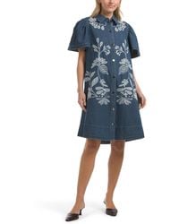 TJ Maxx - Short Sleeve Floral Embroidered Mini Dress For Cotton/Polyester - Lyst