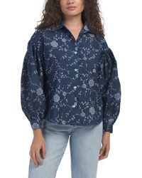 TJ Maxx - Long Sleeve Printed Denim Button Front Shirt For Cotton/Polyester - Lyst
