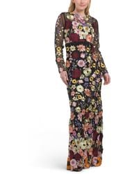TJ Maxx - Long Sleeve 3D Floral Gown For Polyester - Lyst