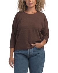 TJ Maxx - Three-Quarter Sleeve Solid Texture Top For Spandex/Polyester/Rayon - Lyst