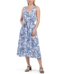TJ Maxx - Linen Blend Double V-Neck Dress With Self Belt For Linen/Viscose - Lyst