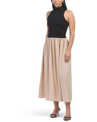 TJ Maxx - Mock Neck Mixed Media Midi Dress For Spandex/Cotton/Polyester - Lyst