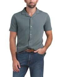 Tj Maxx - Short Sleeve French Ribbed Button Front Camp Shirt For Cotton/Polyester - Lyst