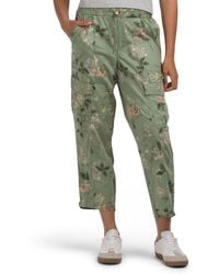 TJ Maxx - Poplin High Rise Toggle Waist Drawstring Pants With Cargo Pockets For Spandex/Cotton - Lyst