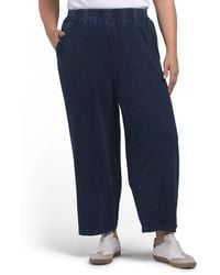 TJ Maxx - Plus Chambray French Terry Wide Leg Pull On Pants For Spandex/Cotton/Polyester - Lyst