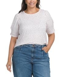 TJ Maxx - Plus Elbow Puff Sleeve Scoop Neck Top For Spandex/Rayon - Lyst