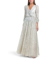 TJ Maxx - Three-Quarter Sleeve Sequin Gown For Polyester - Lyst