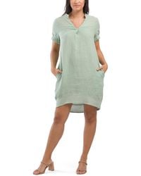 TJ Maxx - Linen Blend V-Neck Mini Shirt Dress For Cotton/Linen - Lyst