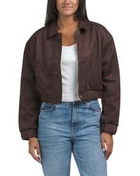 TJ Maxx - Faux Suede Bomber Jacket, Spandex/Polyester/Suede - Lyst
