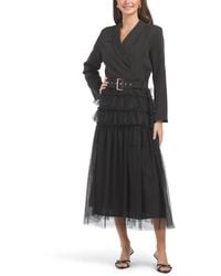 TJ Maxx - Long Sleeve Jacket Dress With Tulle Skirt For Spandex/Polyester - Lyst