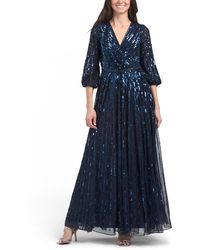 TJ Maxx - Puff Sleeve Sequin Embellished Gown For Polyester - Lyst