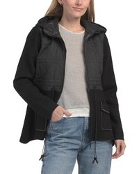 TJ Maxx - Zip Front Jacket With Quilted Woven Upper Body, Nylon/Polyester/Viscose - Lyst