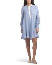 TJ Maxx - Linen Blend Long Sleeve Collared Half Placket Mini Dress For Linen/Viscose - Lyst