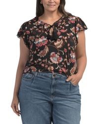 TJ Maxx - Plus Lace Trim Short Sleeve Blouse For Spandex/Polyester - Lyst