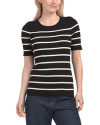 TJ Maxx - Striped Short Sleeve Knit Top For Polyester/Rayon - Lyst