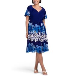 TJ Maxx - Flutter Sleeve Sweetheart Neck Tea Length Dress For Polyester - Lyst