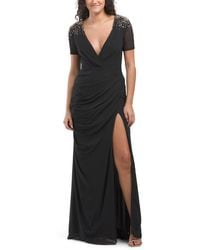 TJ Maxx - Short Sleeve Embellished Shoulder Gown For Polyester - Lyst