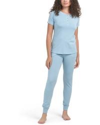 TJ Maxx - 2Pc Olivia Short Sleeve Henley Loungewear Set For Pima Cotton/Modal - Lyst