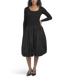 TJ Maxx - Ribbed Knit Square Neck Drop Waist Bubble Hem Dress For Nylon/Cotton/Viscose - Lyst