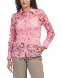 TJ Maxx - Floral Crochet Collared Top For Cotton/Polyester - Lyst