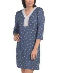 TJ Maxx - Three-Quarter Sleeve V-Neck Floral Nightgown For Spandex/Polyester - Lyst