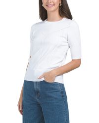 TJ Maxx - Elbow Sleeve Sweater With Pointelle Yoke, Nylon/Viscose - Lyst
